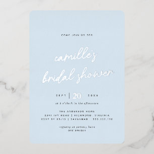 Invitation En Aluminium Simple bleu clair et argenté Fête de mariage
