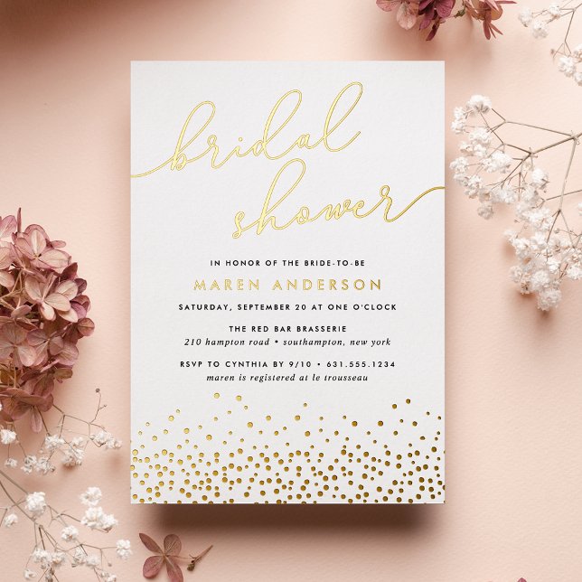 Invitation En Aluminium Simple Confetti Bridal Shower (Créateur téléchargé)