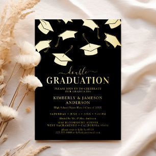 Invitation En Aluminium Simple Double Graduation Party Gold