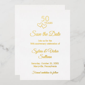 Invitation En Aluminium Simple Elegant 50th Wedding Anniversary Gold Heart