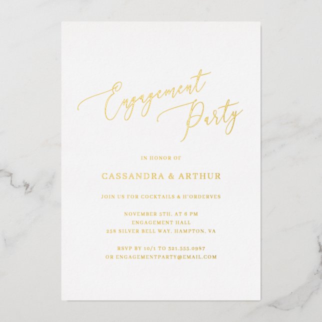 Invitation En Aluminium Simple Elegant Engagement Party (Recto)