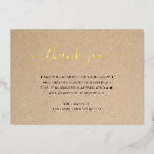 Invitation En Aluminium Simple Elegant Gold Rustic Funeral Thank You Card