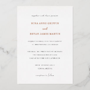Invitation En Aluminium Simple Élégant Mariage Classique