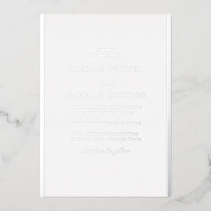 Invitation En Aluminium Simple Élégant Mariage Designer Blanc & Argent