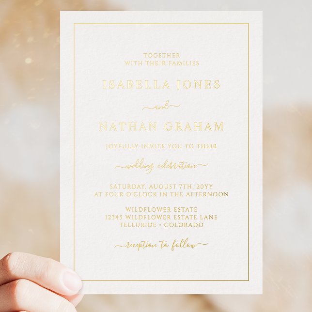 Invitation En Aluminium Simple Élégant Mariage en Or (Simple Elegant Gold Wedding Foil Invitation by Painted Paperie
)