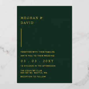 Invitation En Aluminium Simple Elegant Mariage moderne vert  