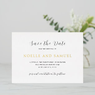 Invitation En Aluminium Simple Élégant Mariage Sauvegarder la Date