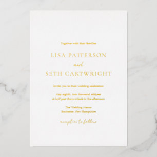 Invitation En Aluminium Simple Elegant Minimaliste Classic Mariage Gold