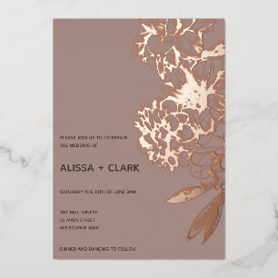 Invitation En Aluminium Simple Elegant Moderne Mariage Floral Foil Invitat