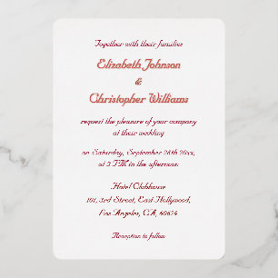 Invitation En Aluminium Simple élégant moderne mariage personnalisé Rose O