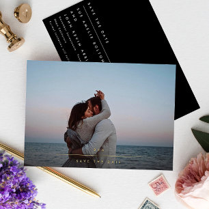 Invitation En Aluminium Simple Élégant Monogramme Gold Photo Enregistrer L