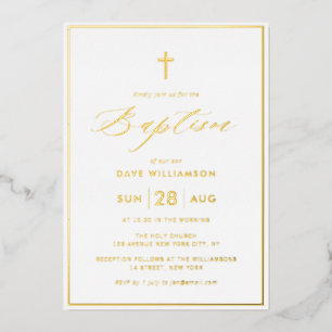 Invitation En Aluminium simple élégant or première communion feuille métal