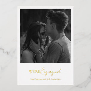 Invitation En Aluminium Simple Elegant Photo Engagement Party Gold