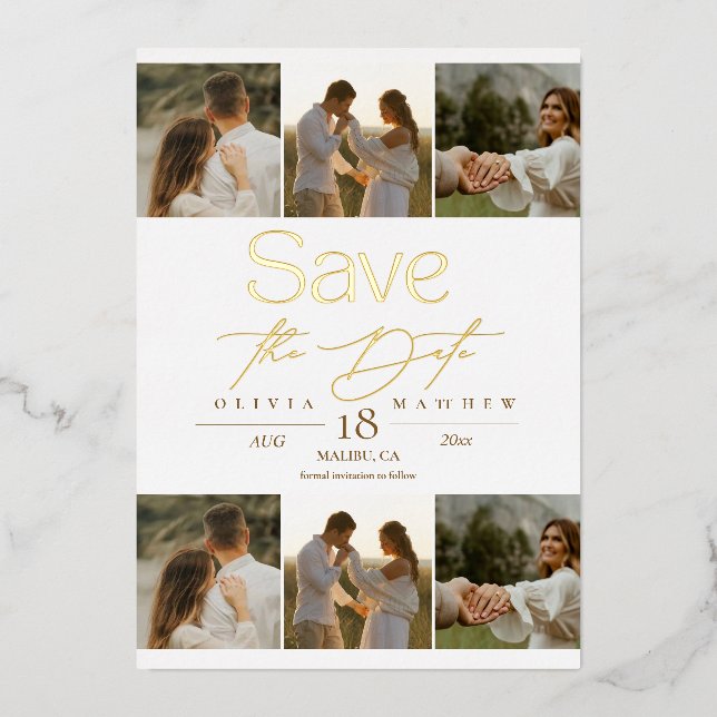 Invitation En Aluminium Simple Elegant Photo Wedding Save The Date (Recto)