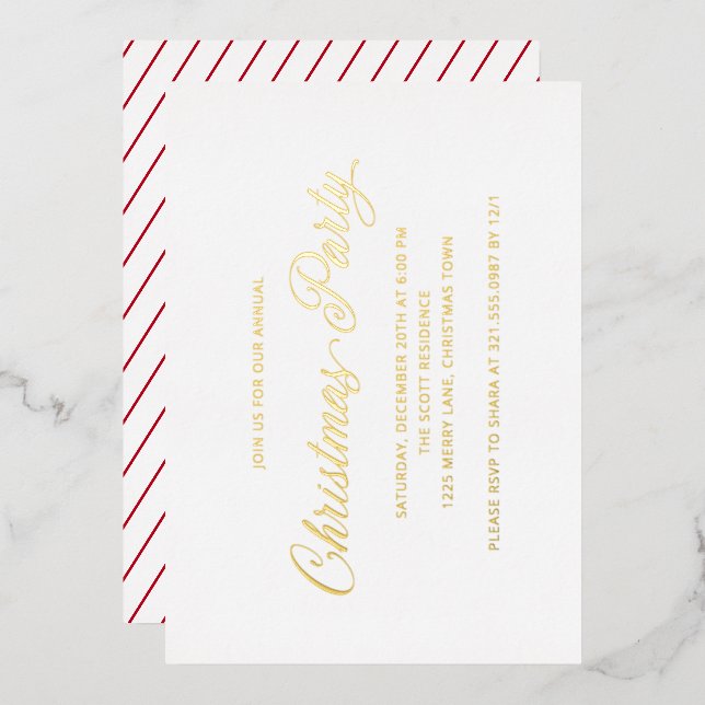 Invitation En Aluminium Simple Élégant Script Fête de Noël Moderne (Recto/Verso)