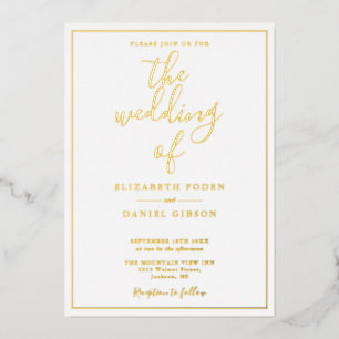 Invitation En Aluminium Simple élégant Script Mariage Gold