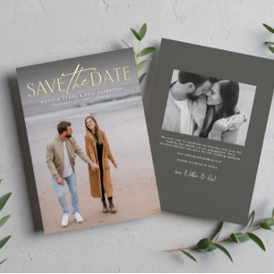 Invitation En Aluminium Simple faire moderne date de sauvegarde de photo v