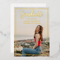Simple Frame Gold Script Photo Graduation Foil In