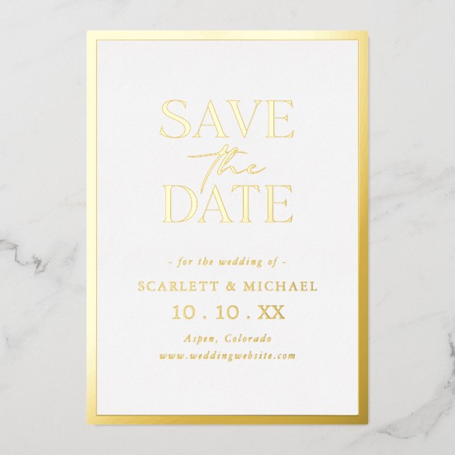 Invitation En Aluminium Simple Gold Save The Date (Recto)