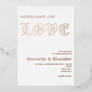 Invitation En Aluminium Simple Gothique Rien de Fantaisiste Juste l'Amour
