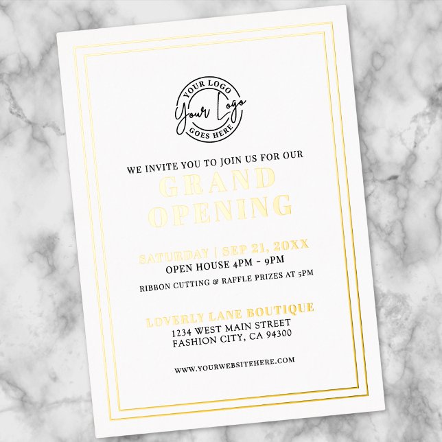 Invitation En Aluminium Simple Logo Business Grand Opening Gold (Simple Logo Business Grand Opening Gold Foil Invitation)