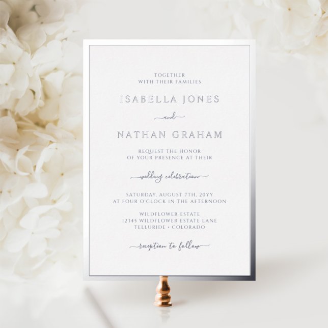 Invitation En Aluminium Simple Mariage Argent (Créateur téléchargé)
