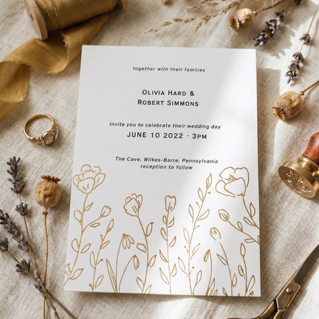 Invitation En Aluminium Simple mariage aux fleurs sauvages  (Créateur téléchargé)