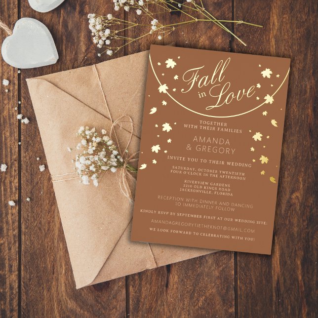 Invitation En Aluminium Simple Mariage de Feuillage d'Automne (Créateur téléchargé)