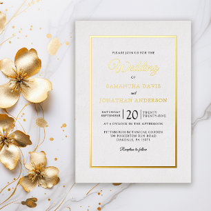 Invitation En Aluminium Simple Mariage de script moderne Gold Foil Invitat