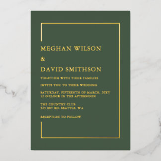 Invitation En Aluminium Simple Mariage Moderne Minimaliste Vert