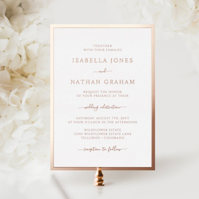 Invitation En Aluminium Simple Mariage Or Rose (Créateur téléchargé)