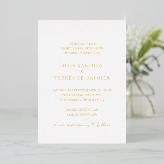 Invitation En Aluminium Simple Modern Elegant Wedding (Debout devant)