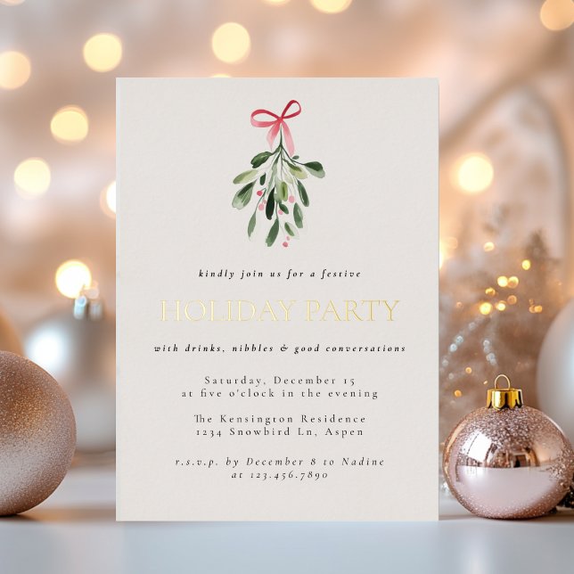 Invitation En Aluminium Simple Modern Mistletoe Fête de Noël (Créateur téléchargé)
