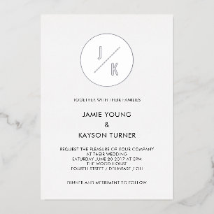 Invitation En Aluminium Simple moderne Circulaire Monogramme Mariage réel