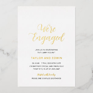 Invitation En Aluminium Simple moderne Elegant Engagement Party Gold