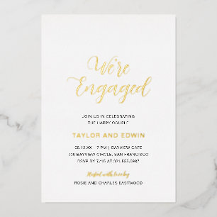 Invitation En Aluminium Simple moderne Elegant Engagement Party Gold