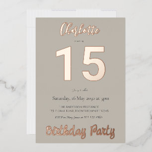 Invitation En Aluminium Simple moderne fête du 15e anniversaire