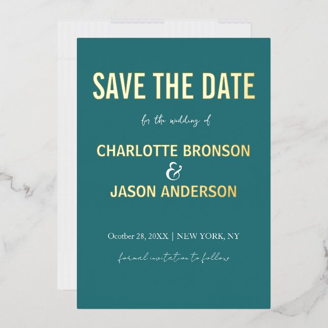 Invitation En Aluminium Simple Moderne Jade Turquoise Enregistrer La Date  (Enveloppe)