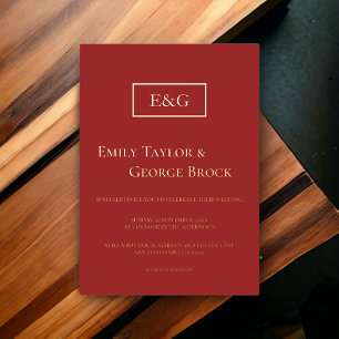 Invitation En Aluminium Simple moderne Monogramme Bourgogne Mariage offici