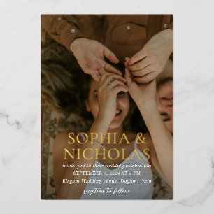 Invitation En Aluminium Simple Moderne Photo De Mariage