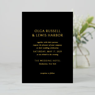 Invitation En Aluminium Simple Noir Mariage moderne