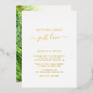 Invitation En Aluminium Simple Or Photo Élégant Réception de Mariage