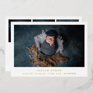 Invitation En Aluminium Simple Photo Gold Foil Nouveau-né