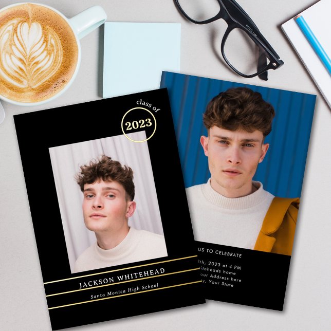 Invitation En Aluminium Simple Photo Graduate Noir (Créateur téléchargé)
