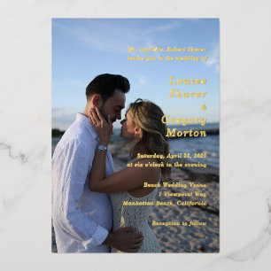 Invitation En Aluminium Simple Photo Mariage Moderne