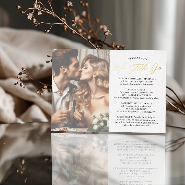 Invitation En Aluminium Simple Photo Mariage Vow Renouvellement Anniversai (Créateur téléchargé)