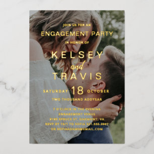 Invitation En Aluminium Simple Photo Modern Engagement Party