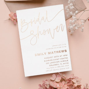 Invitation En Aluminium Simple Rose Gold Calligraphy Bridal Showerl