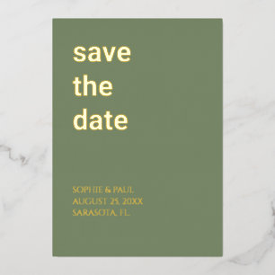 Invitation En Aluminium Simple Sage Green Enregistrer la date Foil Invitat
