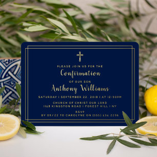 Invitation En Aluminium Simple Sainte Croix Confirmation Réelle